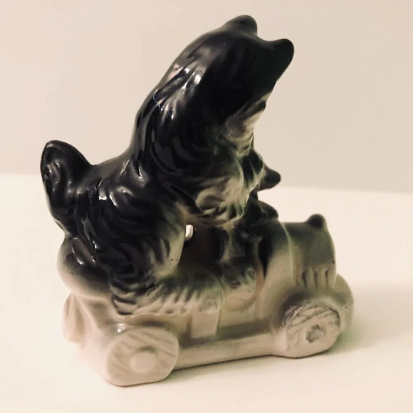 Vintage Husky Dog and Puppy on Small Train 3 Inch Long Figurine Japan - Picture 12 of 12